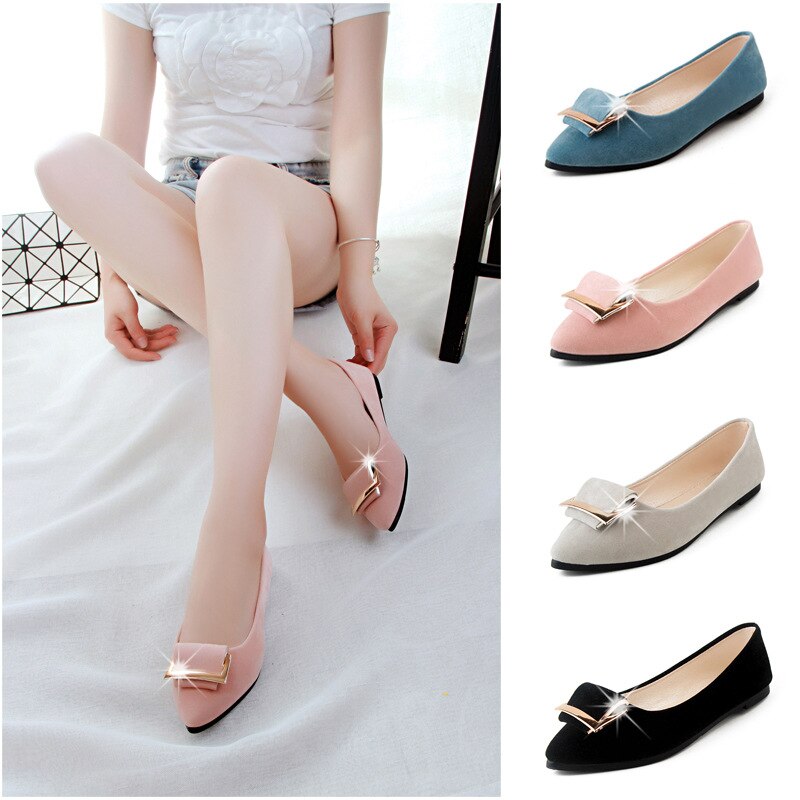 Casual Suede Shallow Pointed Flat Heel Flat Shoes